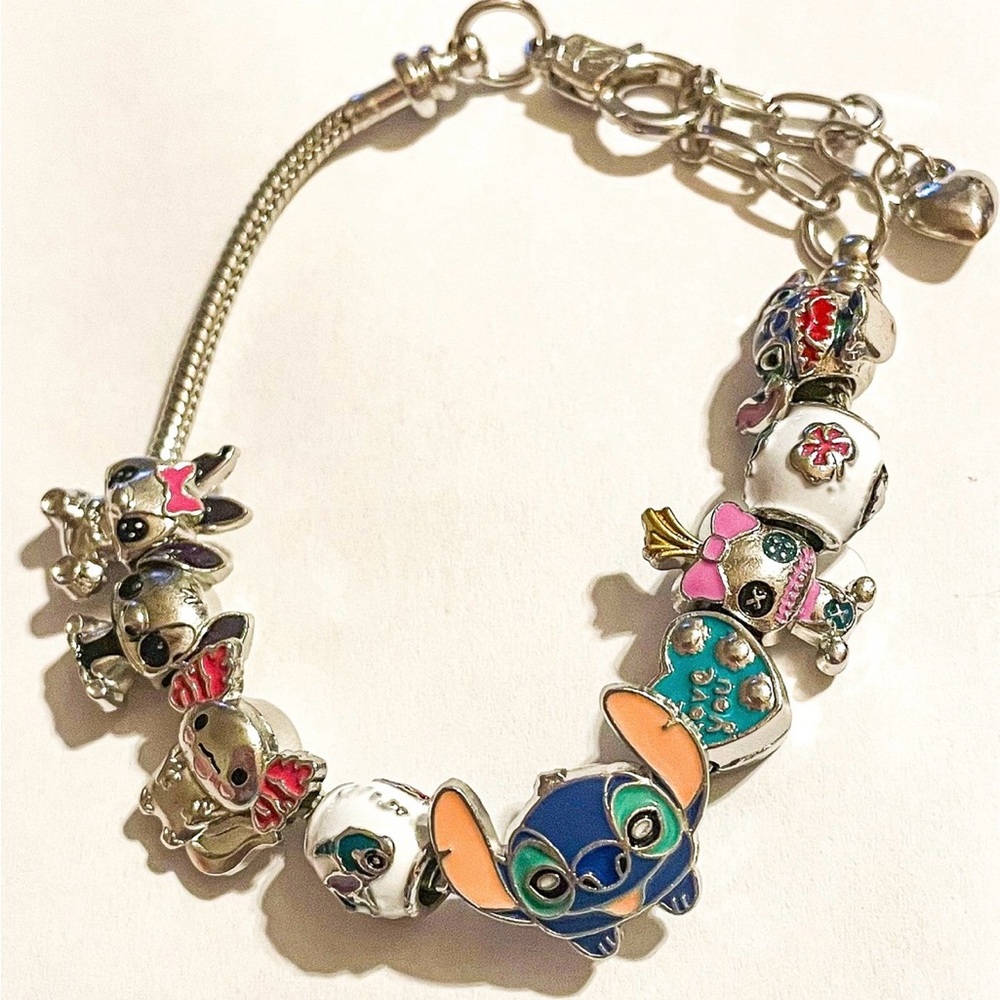 Stitch Themed Silver Charm Bracelet